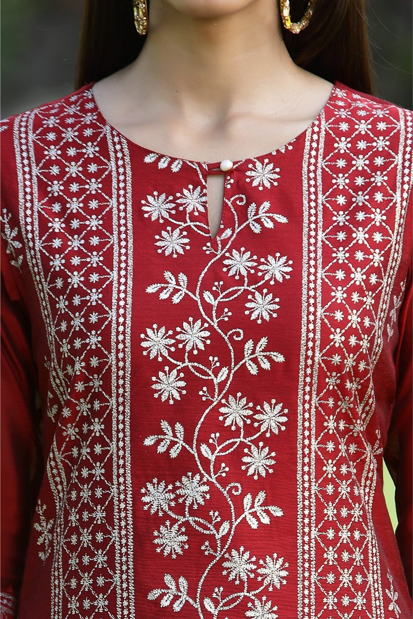 Maroon Modal Chanderi Printed Straight Kurta