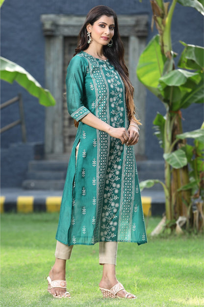 Ramagreen Modal Chanderi Printed Straight Kurta