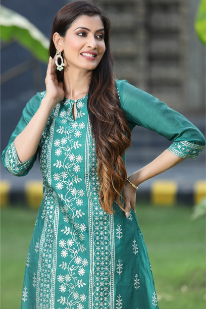 Ramagreen Modal Chanderi Printed Straight Kurta