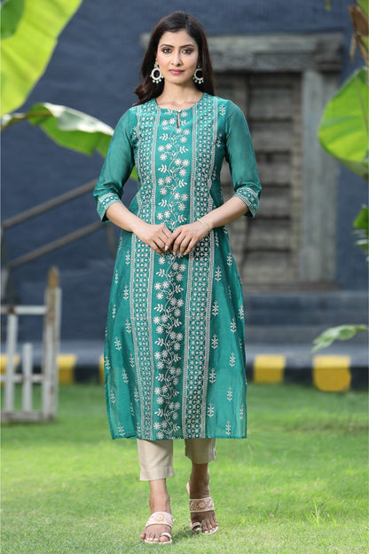 Ramagreen Modal Chanderi Printed Straight Kurta