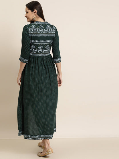 Jadegreen Rayon Printed Jacket Style Kurta Sets