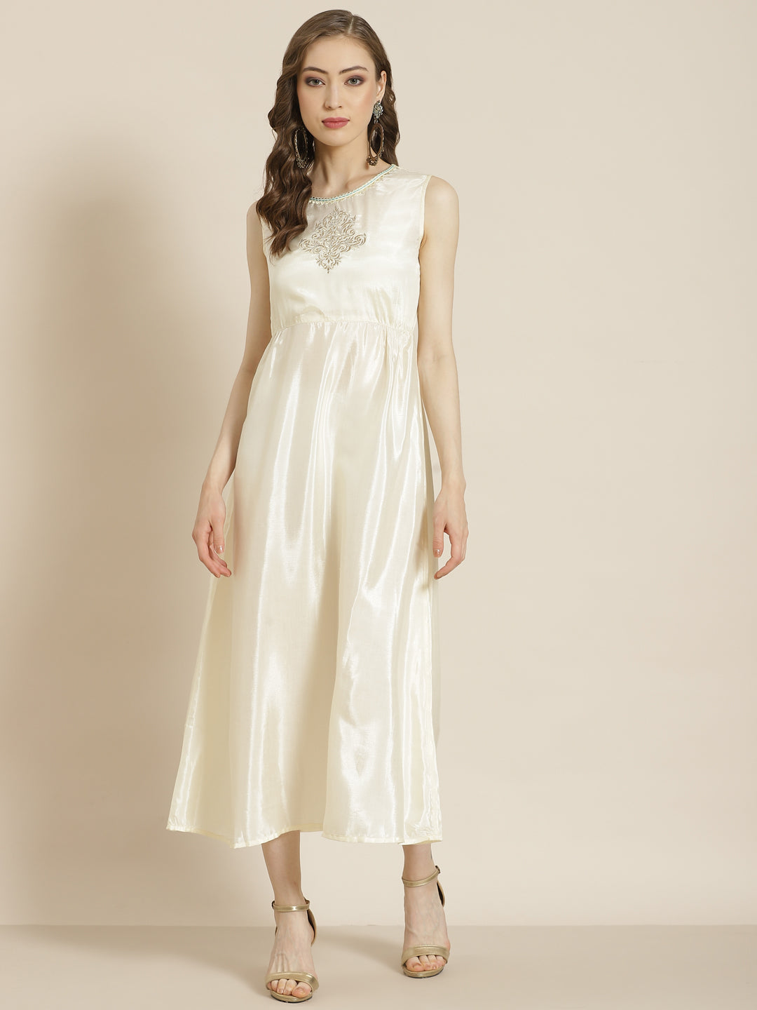 Ivory Georgette Printed Jacket Style Dress