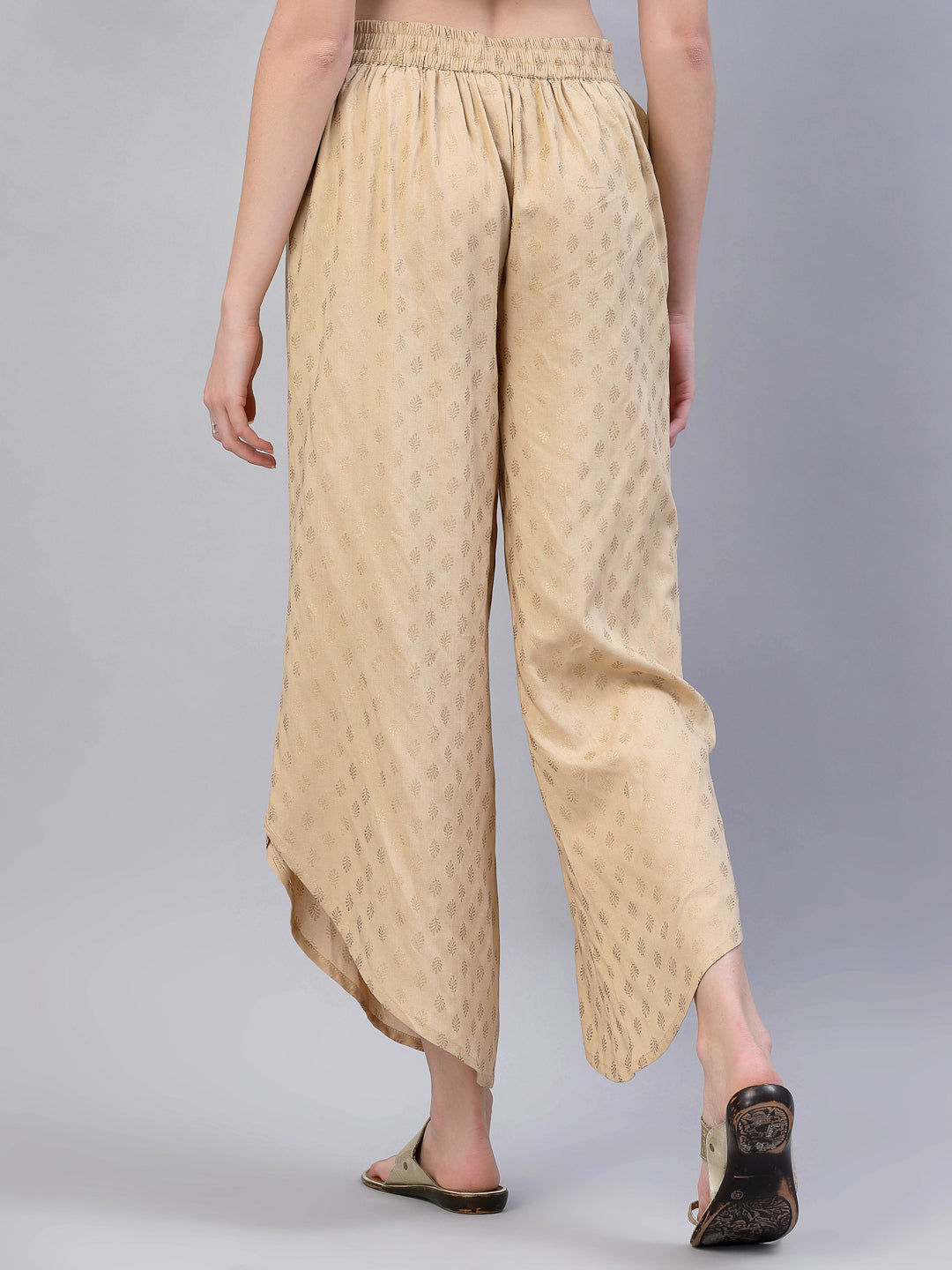 Gold Rayon Printed Tulip Dhoti Pant