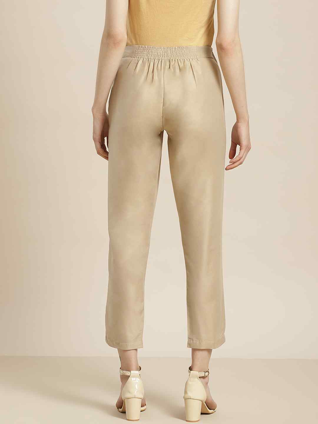Sandgrey Poly Silk Solid Slim Fit Pant/Slim Pant