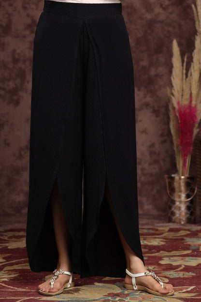 Black Rayon Dobby Woven - Dobby Tulip Dhoti Pant