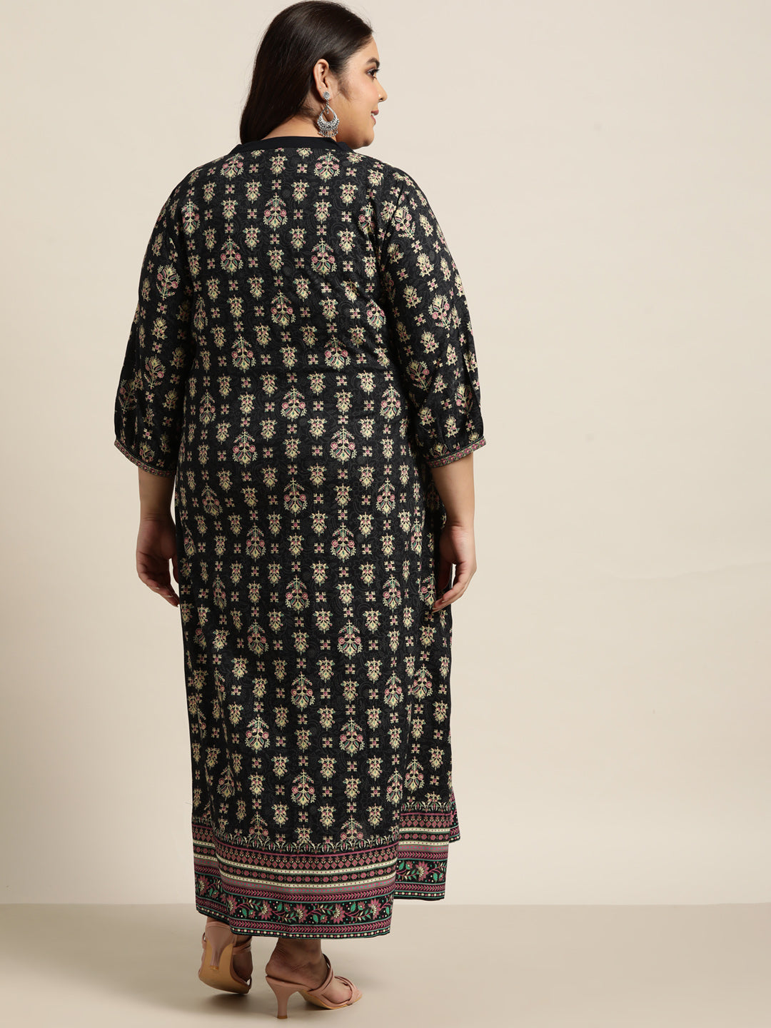Dark Blue Rayon Fusion Wear Printed A-line Dress