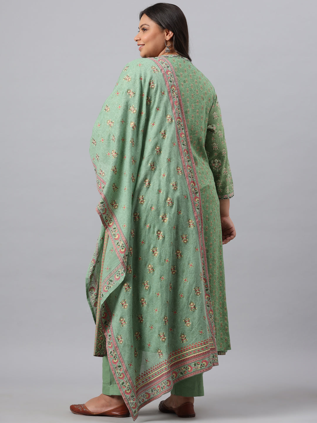 Pista Green Rayon Daily Wear Printed A-line Kurta Sets