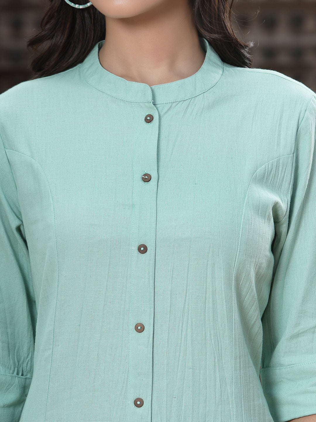 Green Cotton Flex Solid A-Line Kurta