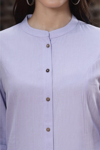 Lilac Cotton Flex Solid A-Line Kurta