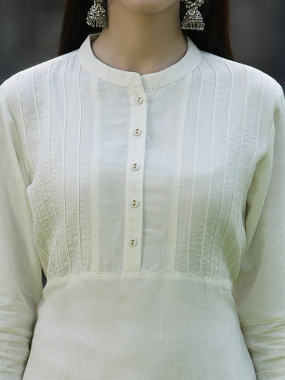 Ivory Rayon Festive Solid Straight Kurta