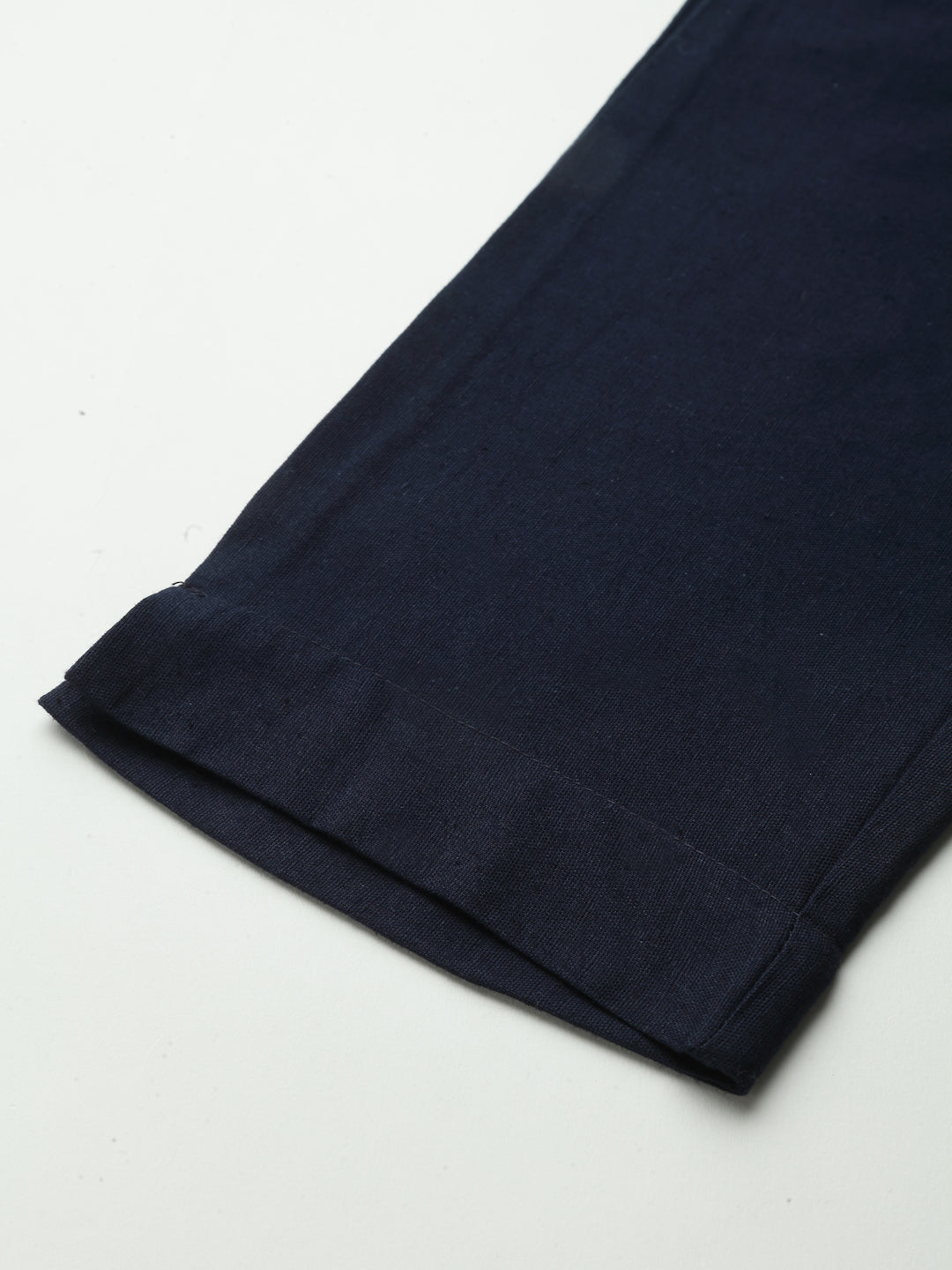 Navy Cotton Flex Festive Solid Straight Pant/Slim Pant