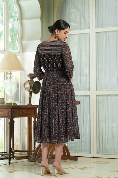 Black Georgette Festive Printed Anarkali Flared Anarkali Kurta