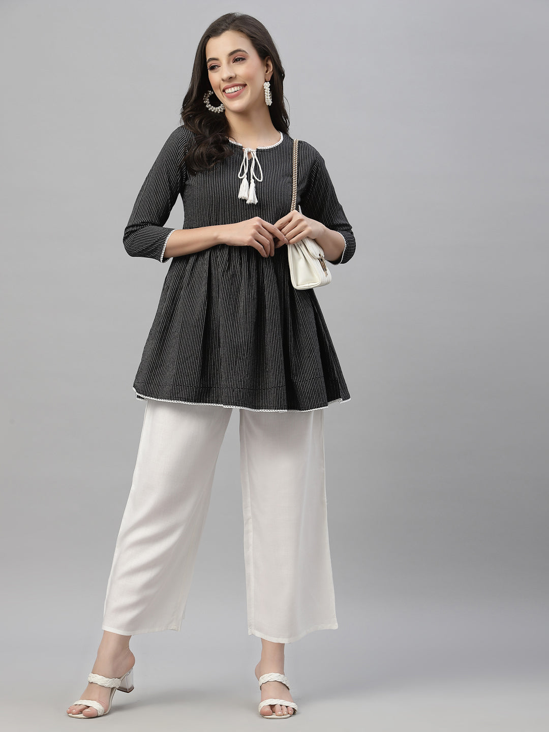 White Rayon Straight Solid Pant/Slim Pant