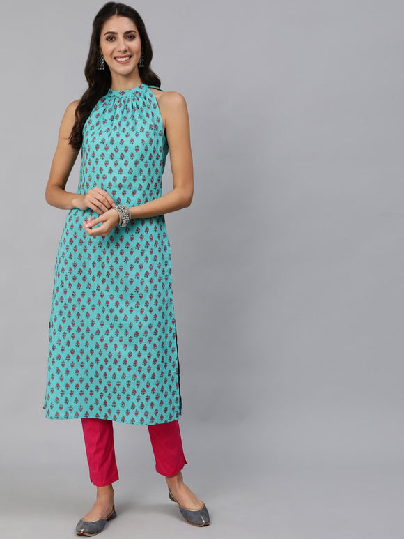Buy Gugzy Plain Sleeveless Rayon Boat neck side cut Kurti for Summers  (Small) at Amazon.in