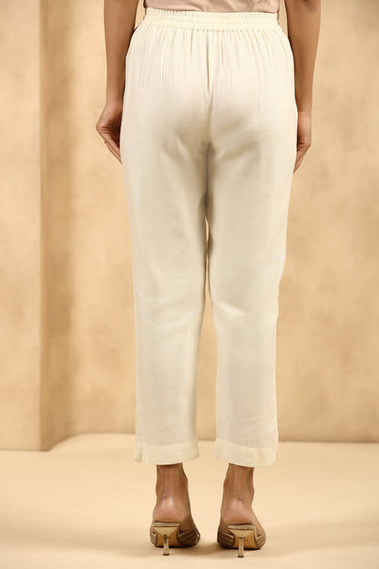 Ivory Rayon Flex Solid Straight Pant