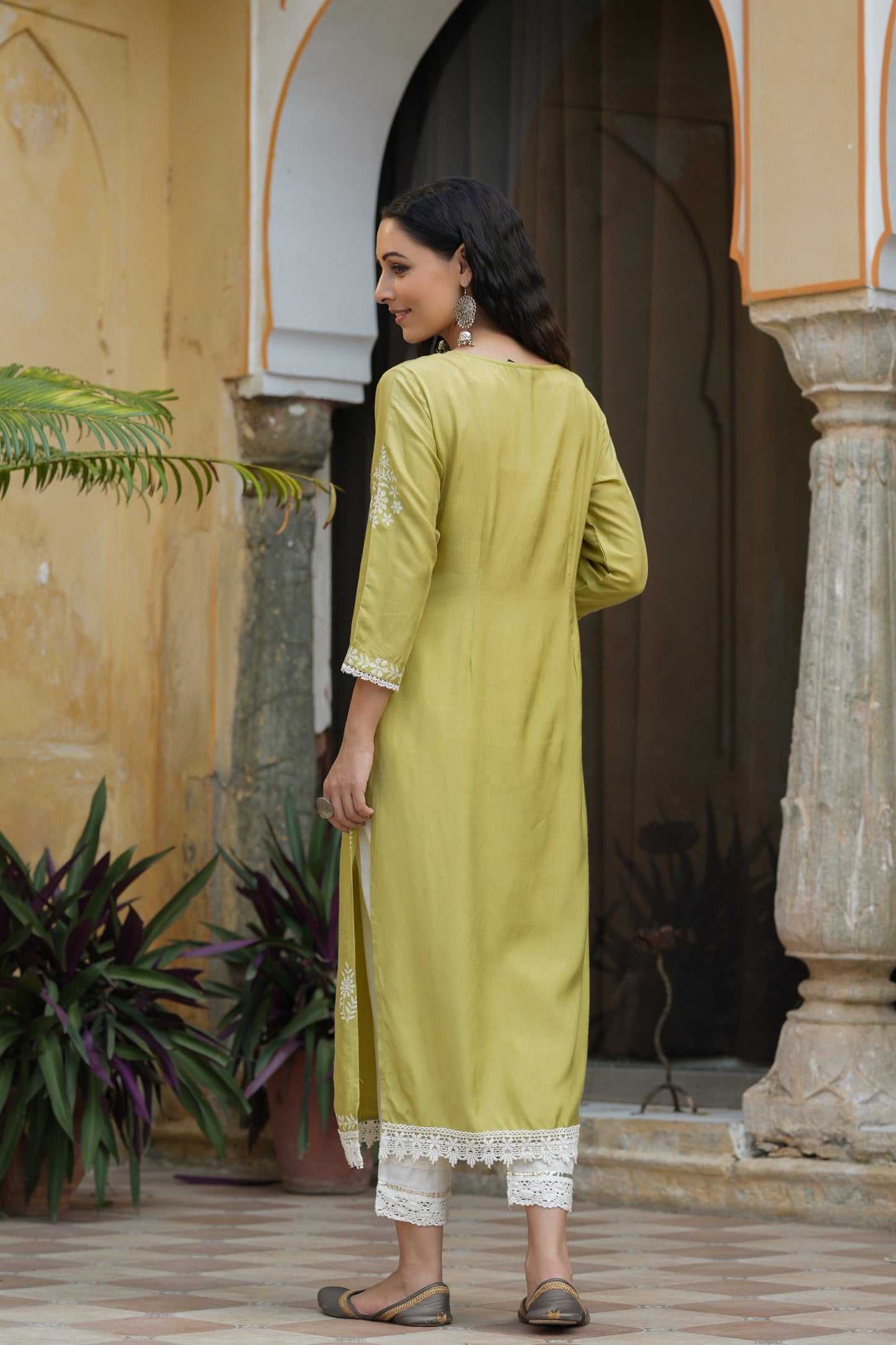 Green Santoon Printed Straight Kurta