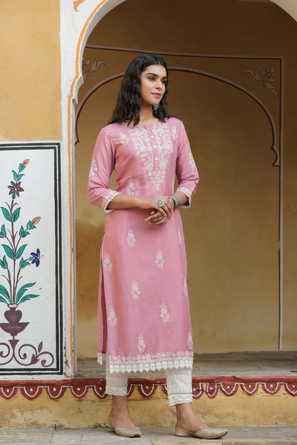 Onionpink Shantoon Printed Straight Kurta