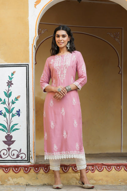 Onionpink Shantoon Printed Straight Kurta