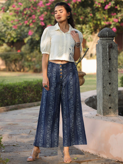 Off-White-Indigo Straight Clothing Set