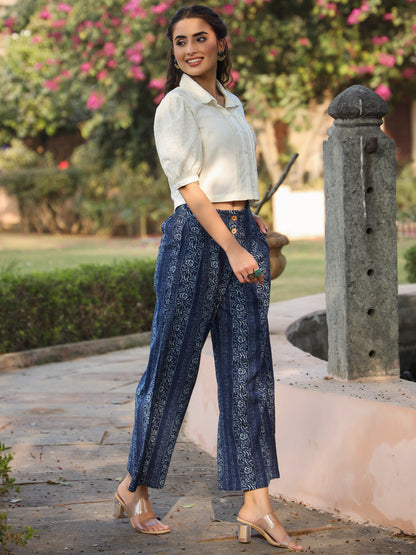 Off-White-Indigo Straight Clothing Set