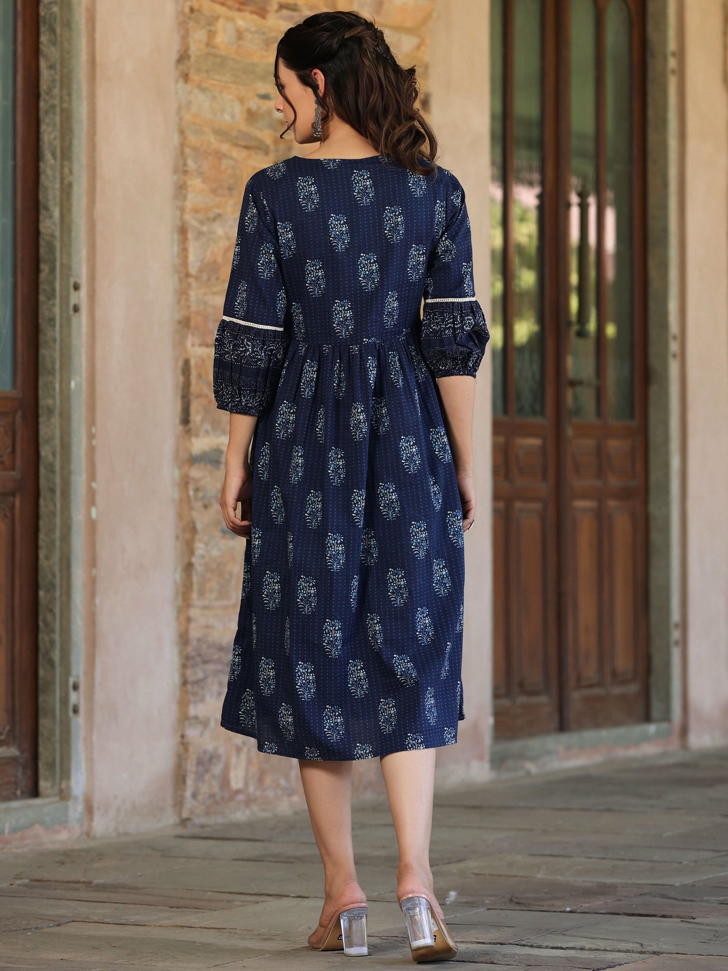 Indigo  Printed Flared Kurta