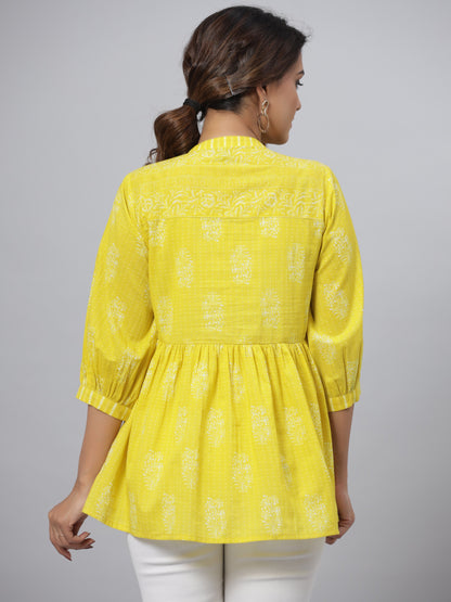 Lime  Printed Peplum Tunic