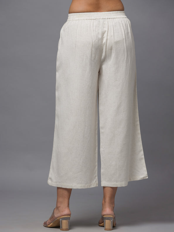 Natural  Solid Wide Leg Palazzo