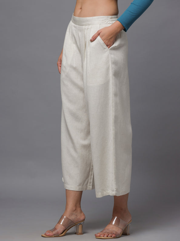 Natural  Solid Wide Leg Palazzo
