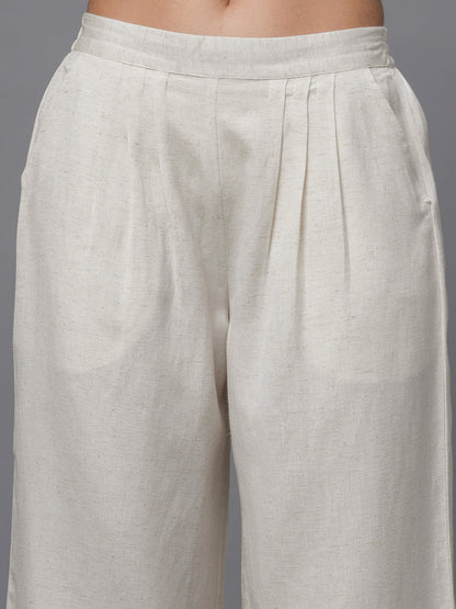 Natural  Solid Wide Leg Palazzo