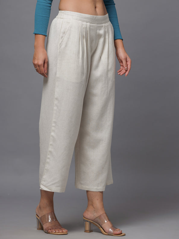Natural  Solid Wide Leg Palazzo