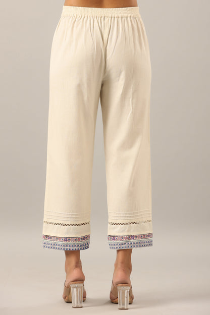 Off-White Cotton Flex Solid Pant