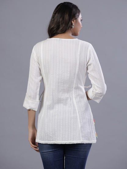 Off-White Seer Sucker Embroidered Tunic