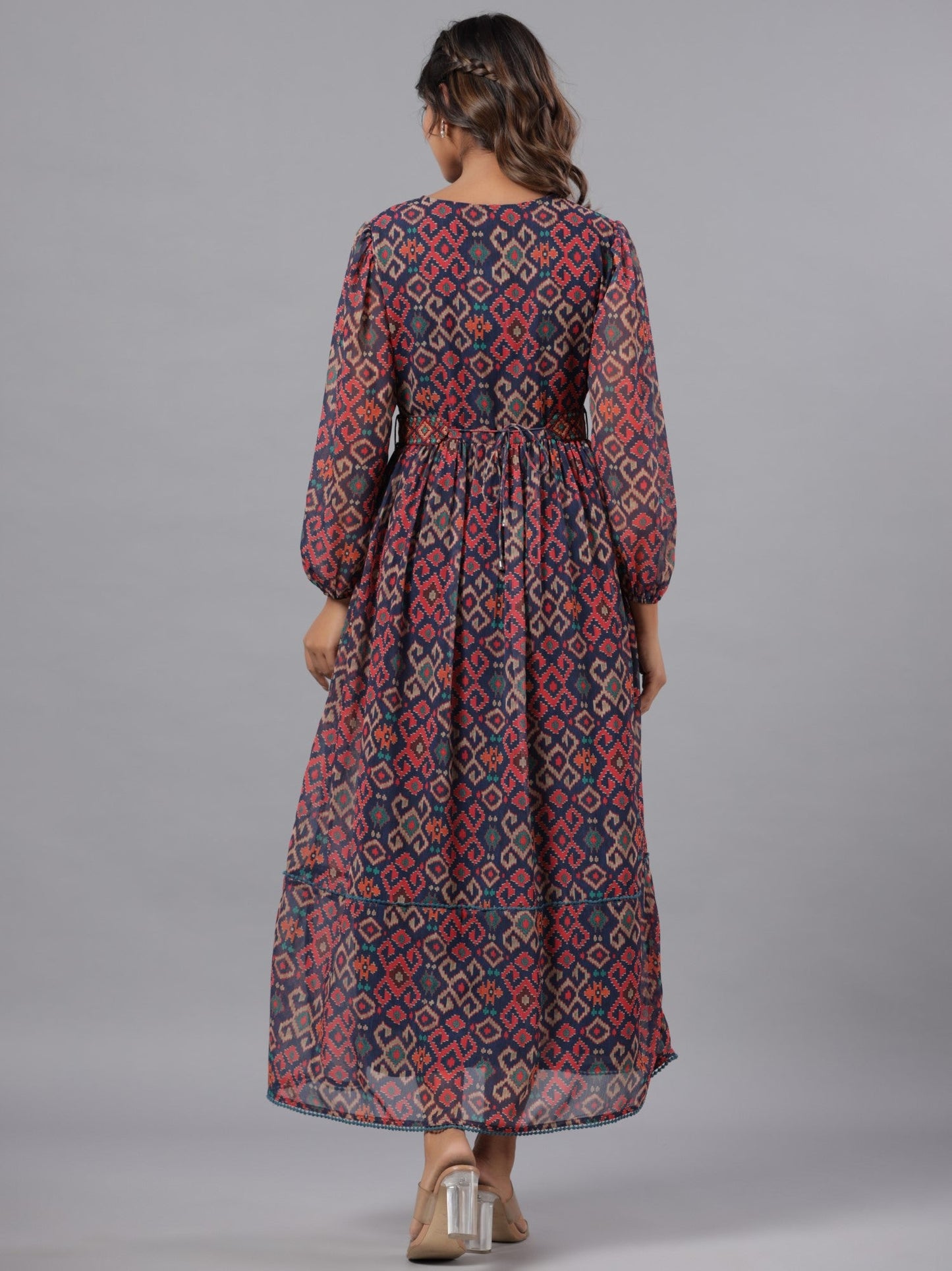 Multi Coloured Chiffon Printed Maxi Dress