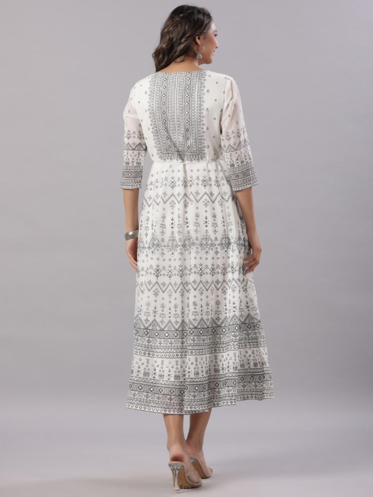 Off-White Georgette Flared Maxi Dress