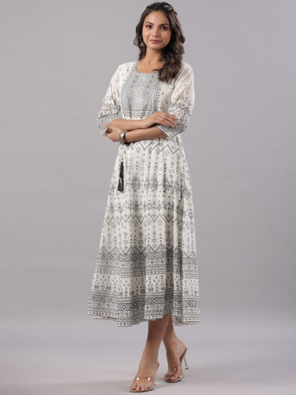 Off-White Georgette Flared Maxi Dress