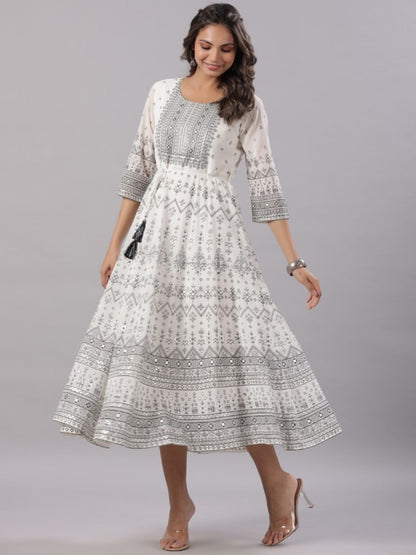 Off-White Georgette Flared Maxi Dress