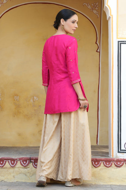 Fuchsia Shantoon Embroidered Straight Tunic