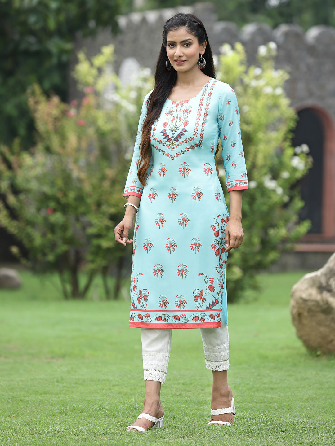 Green Crepe Casual Wear Digital Printed Straight Kurta