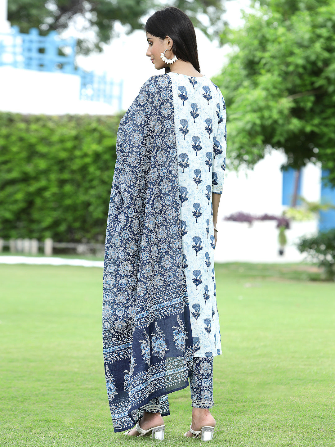 Sage green Cotton Cambric Festive Printed Kurta Set