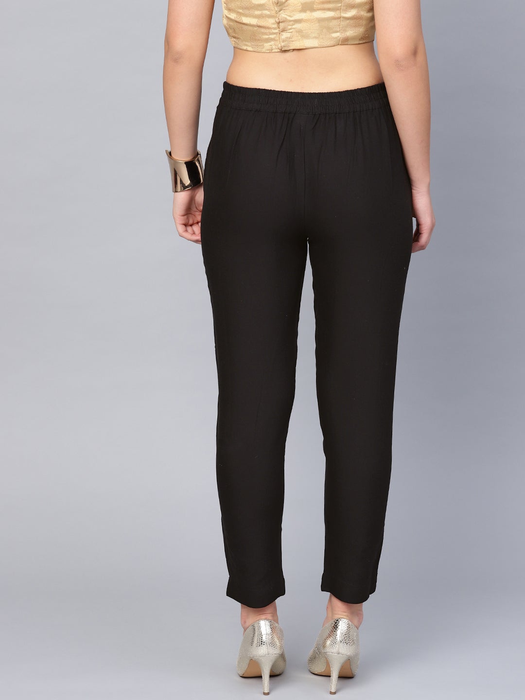 Black Cotton Flex Solid Slim Fit Pant/Slim Pant