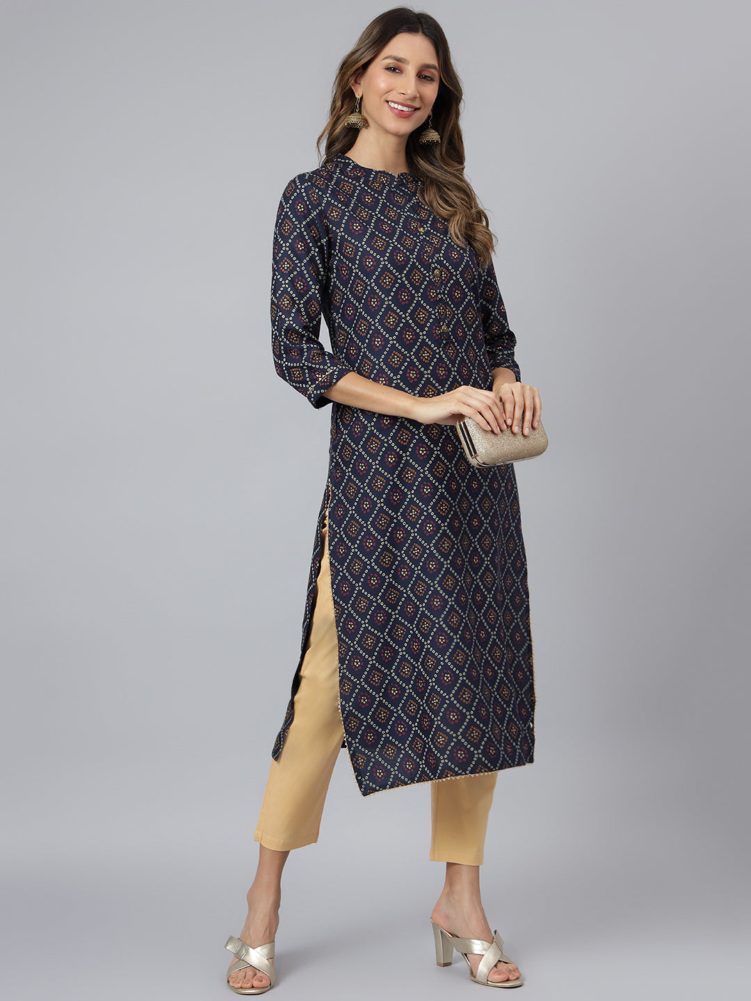 Women Printed Rayon Straight Kurta