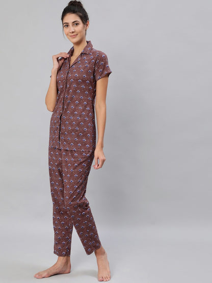 Women Multi Colored Night Suit Set
