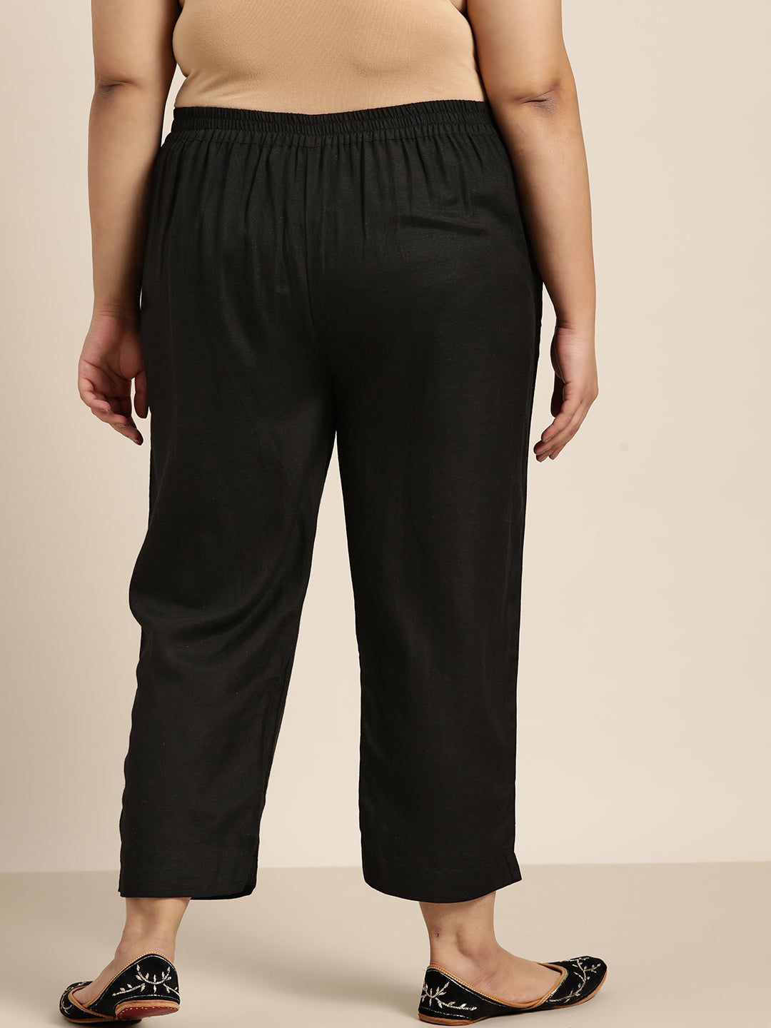 Black Rayon Flex Solid Slim Fit Pant/Slim Pant