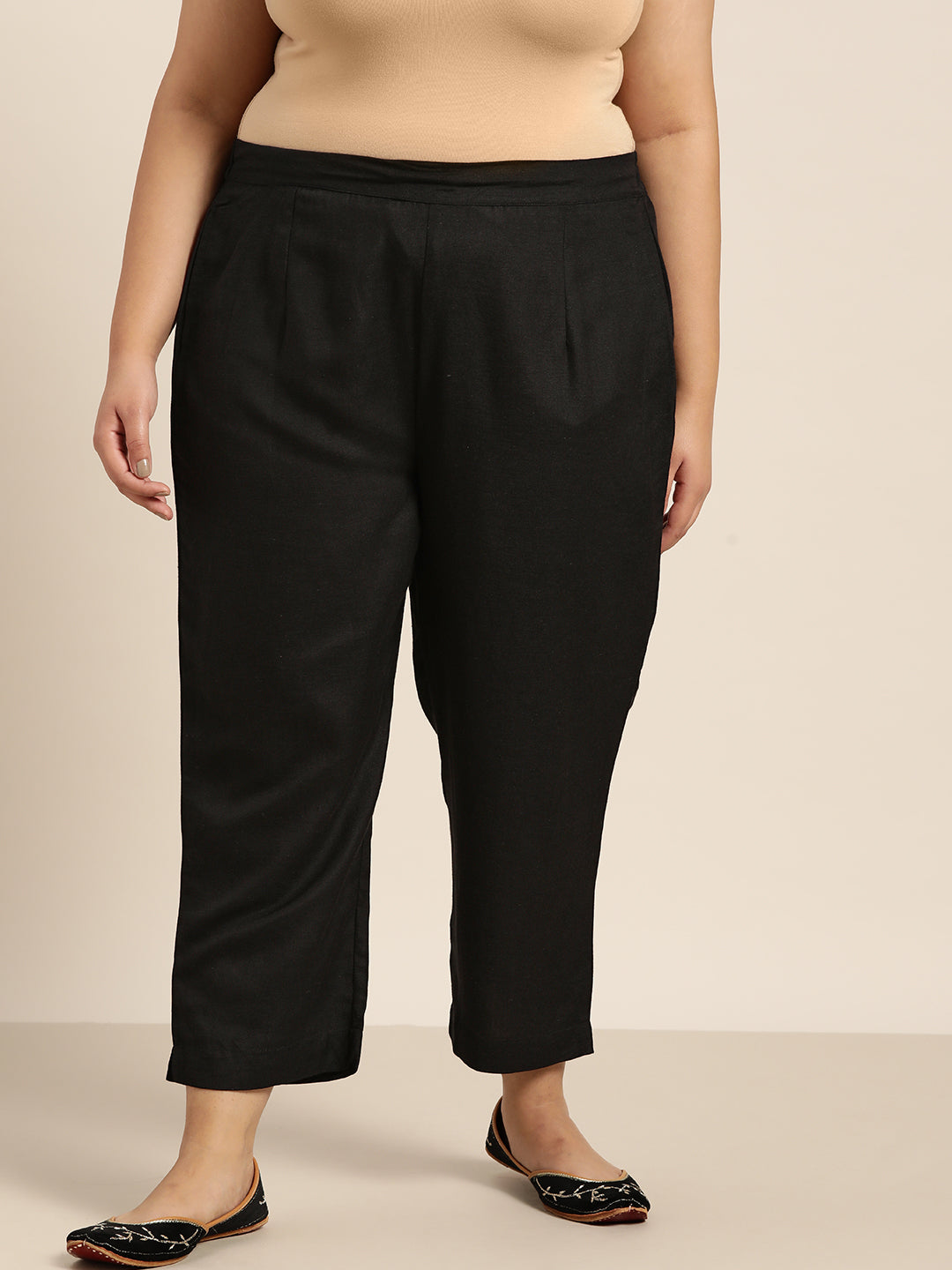 Black Rayon Flex Solid Slim Fit Pant/Slim Pant
