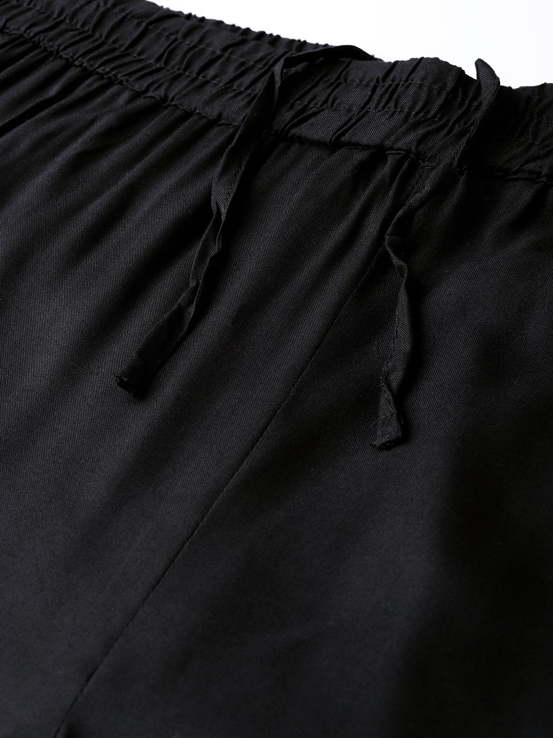 Black Rayon Solid Wide Leg Palazzo