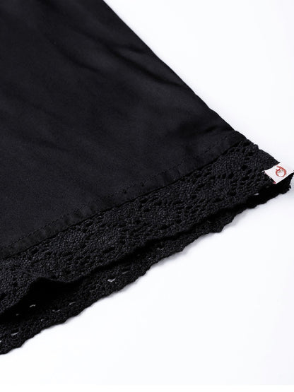 Black Rayon Solid Wide Leg Palazzo