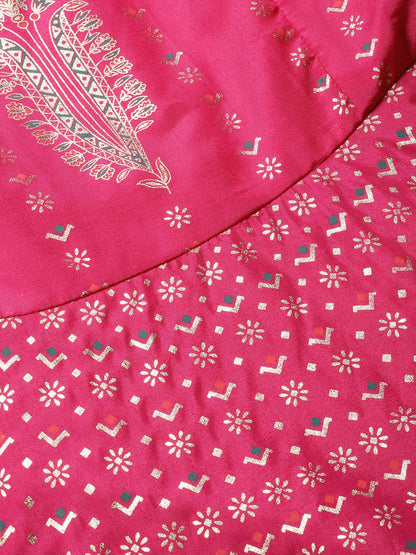 Fuchsia Shantoon Printed Layered Dress