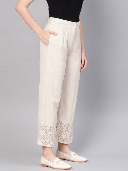 Natural Cotton Flex Solid Wide Leg Palazzo