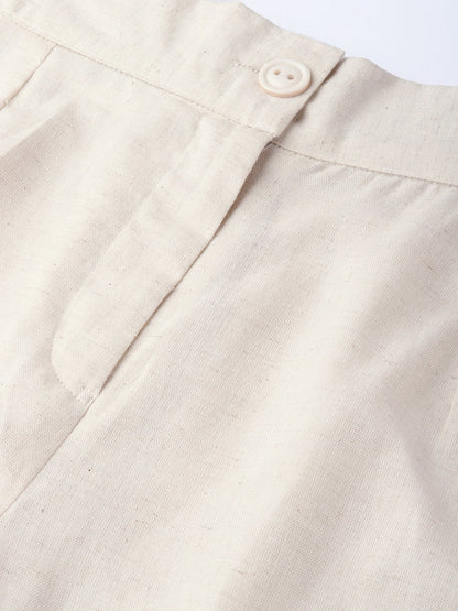Natural Cotton Flex Solid Wide Leg Palazzo