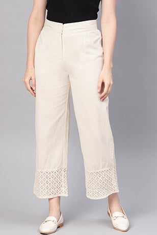 Natural Cotton Flex Solid Wide Leg Palazzo